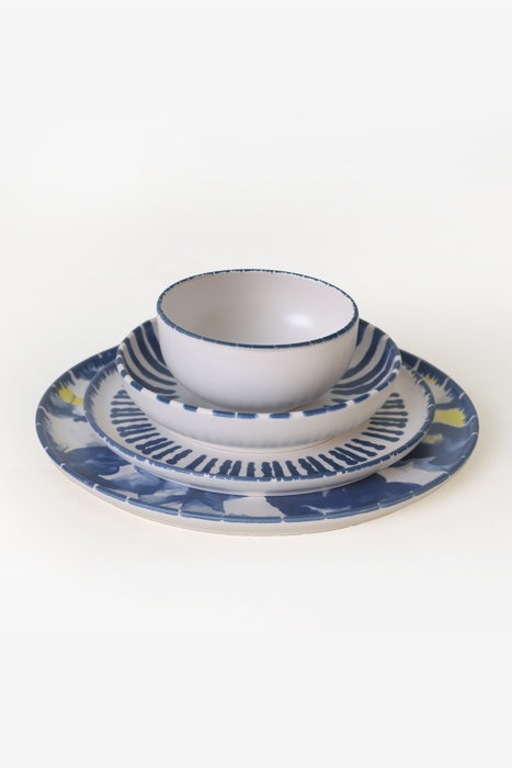 Hermia X0001698000000000000000000 Vajilla de Gres Cerámico 24 Piezas Azul y Blanco